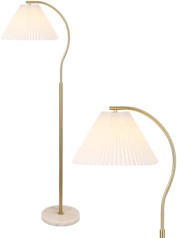 JONATHAN Y Devon 60.5" Modern Glam Arc Floor Lamp, Brass Gold/White Marble by JONATHANY