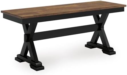 Signature Design by Ashley 1-Piece Wood Dining Bench, 48" 2-Tone Farmhouse by Unknown