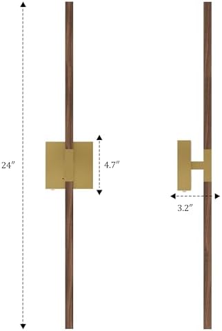 Rayogale Gold & Walnut Wireless Wall Sconce with Remote Control, 24 Inch - Image 6