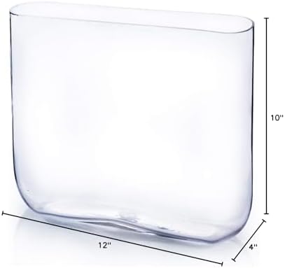 WGV Long Rectangle Block Vase, Width 4", Length 12", Height 10", Clear Round Corners Glass Floral Container Wedding Party Event Decor, 1 Piece - Image 4