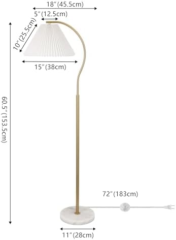 JONATHAN Y Devon 60.5" Modern Glam Arc Floor Lamp, Brass Gold/White Marble - Image 4