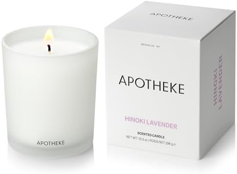 Apotheke Signature Scented Candles for Home, Hinoki Lavender - 10.5 Oz by Apotheke