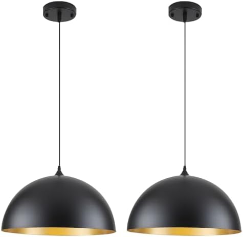 Black Large Pendant Light 2 Packs,19.7inches, Kitchen Pendant Lighting, Oversized Modern Pendant Lights, Farmhouse Pendant Lighting, Pendant Light for Bedroom, Kitchen Island by SESIMENTLogoGoboProjector