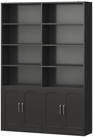 FACBOTALL Bookshelf and Bookcase with Doors, Double Wide Large Bookshelves - Image 7