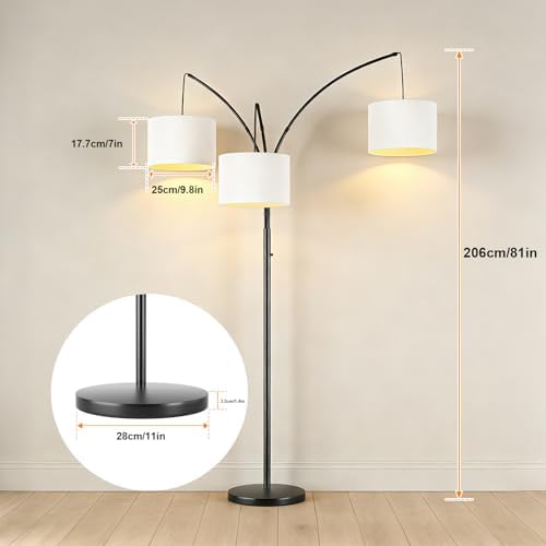 Floor Lamp with Remote, 3 Light Arc Floor Lamps for Living Room - Image 3
