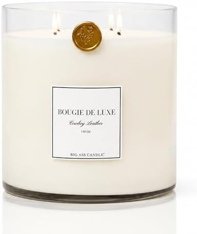 | Huge 10lb Luxury Candle, 150oz, 500 Hours | Cowboy Leather | Leather, Aged Oak, Cinnamon | Natural Coconut-Soy Wax | by Big Ass Luxuries | As Seen On Shark Tank by BigAssCandles