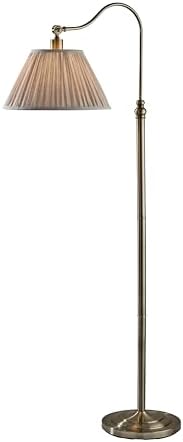 Adesso Floor Lamp, Antique Brass & Oatmeal, Pleated Shade, 63” by Adesso