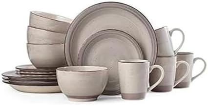 Pfaltzgraff Sadie 16-Piece Cream Dinnerware Set, Service for 4, Durable Stoneware Plates and Bowls with Classic Design, Microwave and Dishwasher Safe by Pfaltzgraff