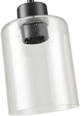 Black Pendant Light Fixture for Kitchen Island (seeded Glass Shade) by KLSSLighting