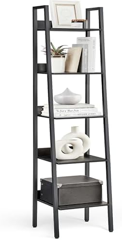 VASAGLE Bookshelf, 5-Tier Narrow Bookcase, Ladder Shelf by VASAGLEbySONGMICSHOME