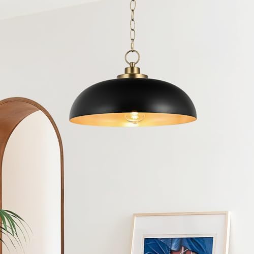 Lingkai 15.7" Pendant Light Fixtures, Farmhouse Pendant Lights Kitchen Island, Black Hanging Ceiling Light for Kitchen Island Dining Room by Lingkai