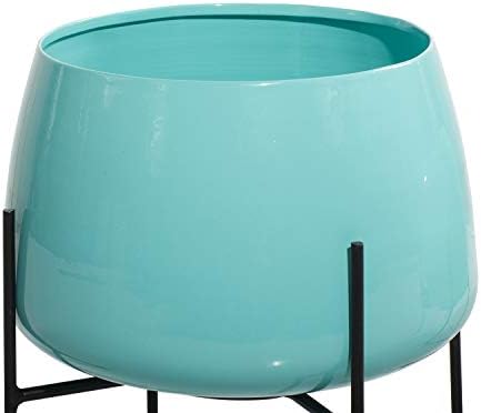 Deco 79 Metal Indoor Outdoor Planter Rounded Dome Small Planter Pot with Removable Black Stands, Set of 2 Planters 8", 10"H, Teal - Image 4