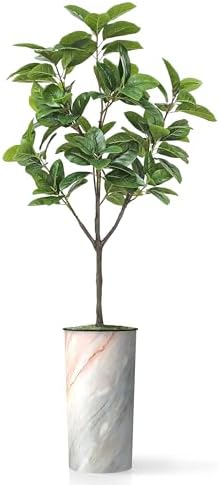 Artificial Tree in Modern Granite Effect Planter, Fake Magnolia Tree for Indoor and Outdoor Home Decoration - 70" Overall Tall (Plant Pot Plus Tree) - Image 2