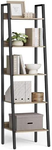 VASAGLE Bookshelf, 5-Tier Narrow Bookcase, Ladder Shelf by VASAGLEbySONGMICSHOME