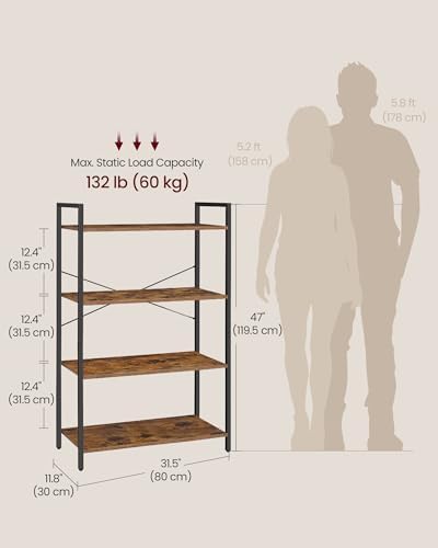 VASAGLE 4-Tier Bookshelf, Bookcase with Shelves, Storage Shelf, Living Room - Image 3