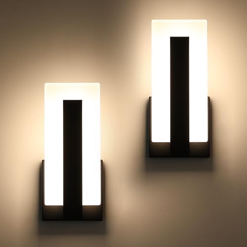 Joosenhouse Modern LED Wall Sconce Dimmable Wall Mounted Lamp Set of 2, Black 3000K Warm White Wall Lamp, Hardwired Bathroom Vanity Light, Indoor Wall Lights for Hallway, Bedroom, Study, Living Room. by Joosenhouse