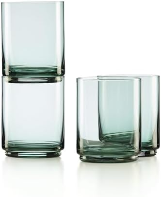 Lenox Tuscany Classics Stackable Drinkware, Glass, Dishwasher Safe, Tall Glasses, Set of 4, Green (4 Piece) by Lenox