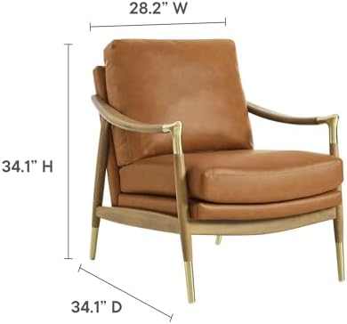 Modway Langford Faux Leather Upholstered Armchair – Mid-Century Modern Armchair with Wood Frame – PU Leather Accent Chair for Living Room or Bedroom - Image 3