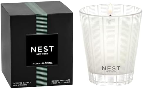 NEST New York Scented Classic Candle, Indian Jasmine - 8.1 oz - Up to 60-Hour Burn Time - Reusable Glass Vessel by Unknown