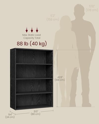 VASAGLE 4-Tier Bookshelf, Storage Organizer, 31.5 x 9.4 x 42.5 Inches - Image 3