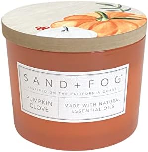 Sand + Fog Scented Candle - Pumpkin Clove – Additional Scents and Sizes – 100% Cotton Lead-Free Wick - Luxury Air Freshening Jar Candles - Perfect Home Decor – 12oz by SandFogHome