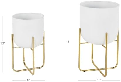 deco 79 Metal Planter, Set of 2 Planter 16", 13" H, White - Image 6