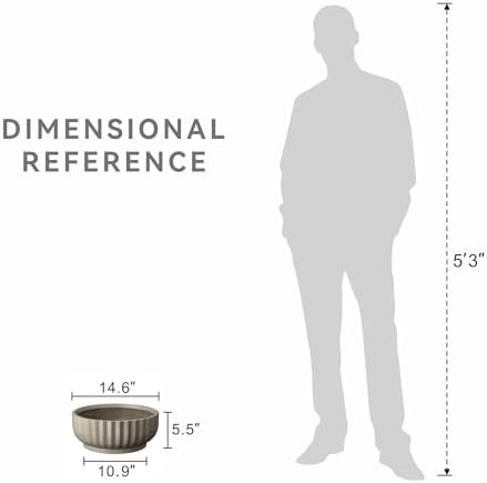 Kante Accent Round Shallow Weathered Concrete Planter 14.6" Dia, Outdoor - Image 7