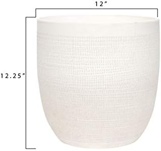 Creative Co-Op Large Matte White Embossed Stoneware Planter - Image 2