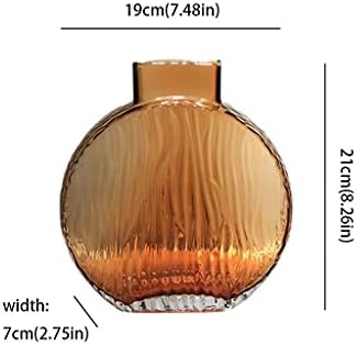 GRFIT Decorative Vase Brown Transparent Glass Vase Home Coffee Table Office Desktop Restaurant Decoration Vase Modern Small Mouth Vase Ceramic Vase Glass Vase Hydroponic Flower Vase (Size : Brass) - Image 2