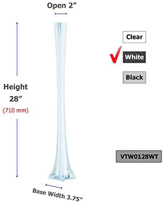 WGV Eiffel Tower Vase, Open 2", Height 28", (Multiple Sizes Choices) White Glass Floral Container with Sturdy Base, Flower Centerpiece for Wedding Event Home Decor, Arts Crafts, 1 Piece - Image 2