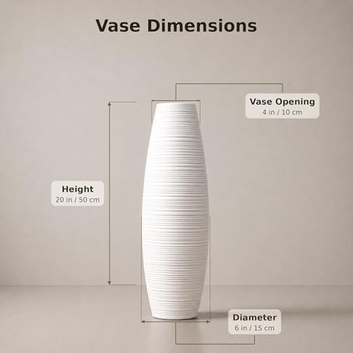 Leewadee Large Floor Vase 20 inches Polyresin for Pampas Grass, Dried Flowers - Image 4