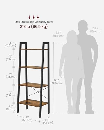 VASAGLE Ladder Shelf, Bookcase Book Shelf, Storage Shelves, 4-Tier, 22In - Image 3