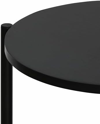 Furinno BESI 2-Tier Round Modern Coffee Table with Metal Legs, Americano - Image 6