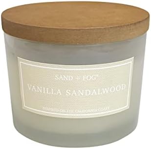 Sand + Fog Scented Candle - Vanilla Sandalwood – Additional Scents and Sizes – 100% Cotton Lead-Free Wick - Luxury Air Freshening Jar Candles - Perfect Home Decor – 12oz by SandFogHome