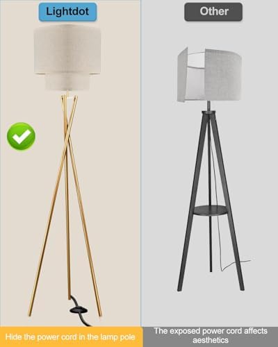Lightdot Tripod Floor Lamp, Modern Floor Lamps for Living Room, Standing Lamp with Dual Drum, E26 Bulb Included, 67.7" Tall Floor Lamp for Bedroom, Home Office - Image 6