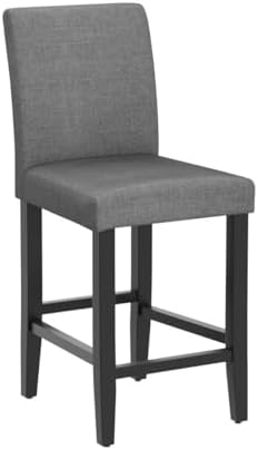 GOTMINSI Counter Height Bar Stool, Classic Upholstered 24 Inches Counter Height Stools Set of 2 barstools with Solid Wood Legs and Grey Fabric - Image 5