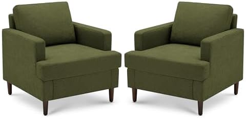 Weture Mid-Century Accent Chair, Green Armchair Living Room Chairs, 2 Pack - Image 7