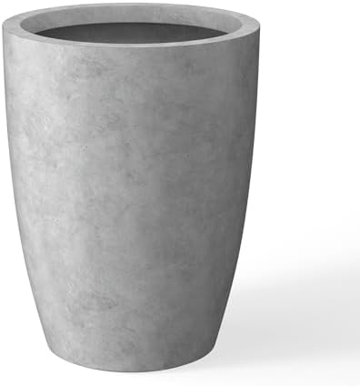 Kante Accent Round Tapered Pale Gray Concrete Planter 18.1" Tall, Outdoor by Unknown