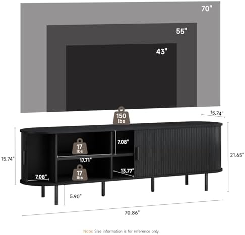 ComfyCorner 70.8" Mid Century Modern TV Stand with Sliding Doors for 65" TV - Image 2