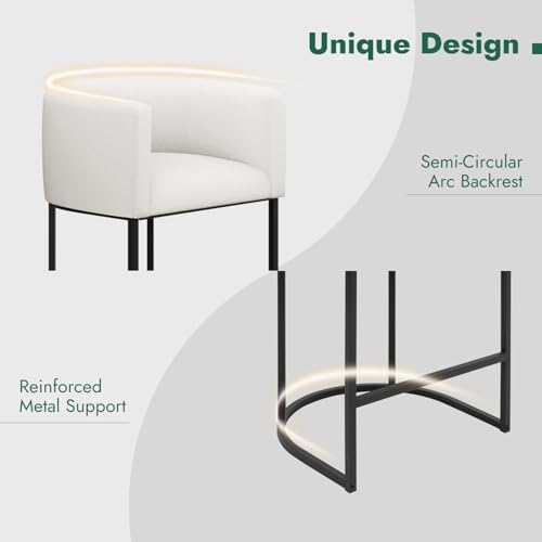Counter Height Bar Stools Set of 4, 24 Inch Seat Height Barstools for Dining Room, Fabric Upholstered Bar Chair for Kitchen Island, Linen Counter Stools with Metal Legs, White - Image 4