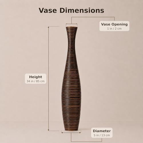 Leewadee Large Floor Vase 34 inches Mango Wood for Pampas Grass, Dried Flowers - Image 5