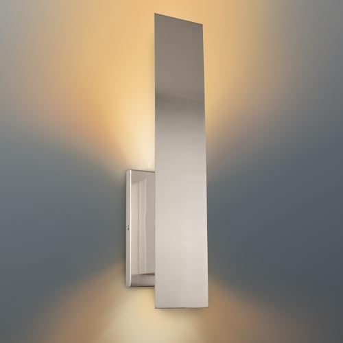 Edwarmlux Indoor Wall Sconces, Modern Wall Lights, Up and Down Wall Mount Light, Dimmable Hardwired Wall Light for Bedroom, Living Room, Hallway, GU10 Bulbs Excluded (Brushed Nickel) by Edwarmlux