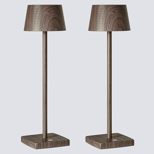 Cordless Rechargeable LED Table Lamp Set of 2, Walnut by BarrycaLighting