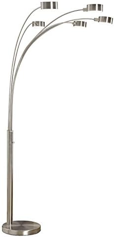Artiva USA Micah - 5 Arc Floor Lamp w/Dimmer Switch, 360 Degree Rotatable Shades - Bright & Attractive, Brushed Steel by ArtivaUSA