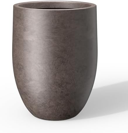 Kante Large Round Bullet Char Brown Concrete Planter 21.7" Tall, Outdoor by Unknown