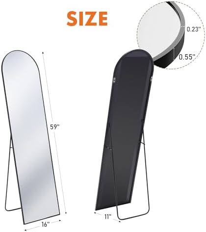 OLIXIS Arched Full Length Mirror with Stand, 60"x16" Full Body Mirror - Image 5