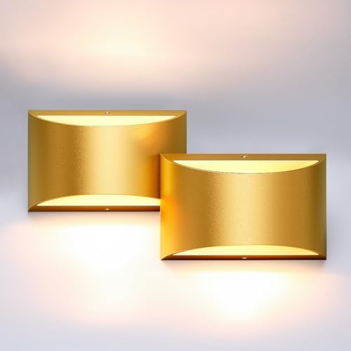 Aipsun Gold Wall Sconce Indoor Wall Lights Hardwired Set of 2 Up and Down Wall Mount Light for Living Room Bedroom Hallway Corridor Conservatory Warm White 3000K(with G9 Bulbs) by Aipsun