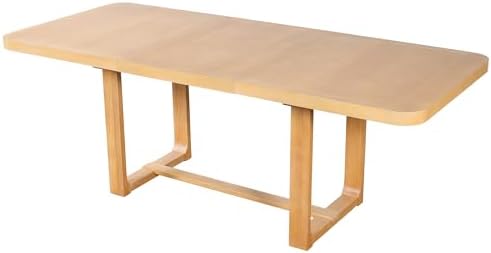 VilroCaz 6-Piece Acacia Wood Dining Table Set, Extendable Rectangular Dining Table with 4 Upholstered Dining Chairs& Bench, Reinforced Stretcher Base for Kitchen and Dining Room (Natural/Beige) - Image 6