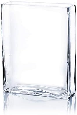 WGV Tall Rectangle Block Vase, Width 2", Length 8", Height 10", Clear Glass Floral Container Wedding Party Event Home Office Decor, 1 Piece by WGVInternational-OpusGlassware