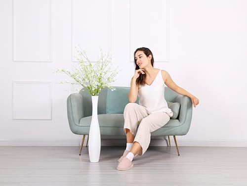 Leewadee Decorative Tall Floor Vase for Living Room Decor, 26 inches, White, Resin - Image 2